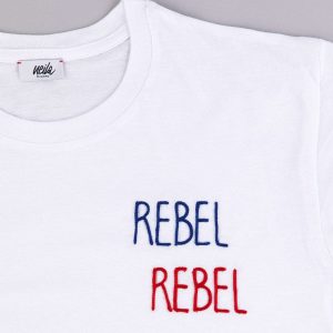 t shirt ricamata rebel bianca