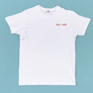 tette x tette t shirt ricamata bianca unisex