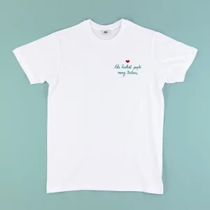 T shirt ricamata The Luckiest People Marry Italians Bianca (Unisex)